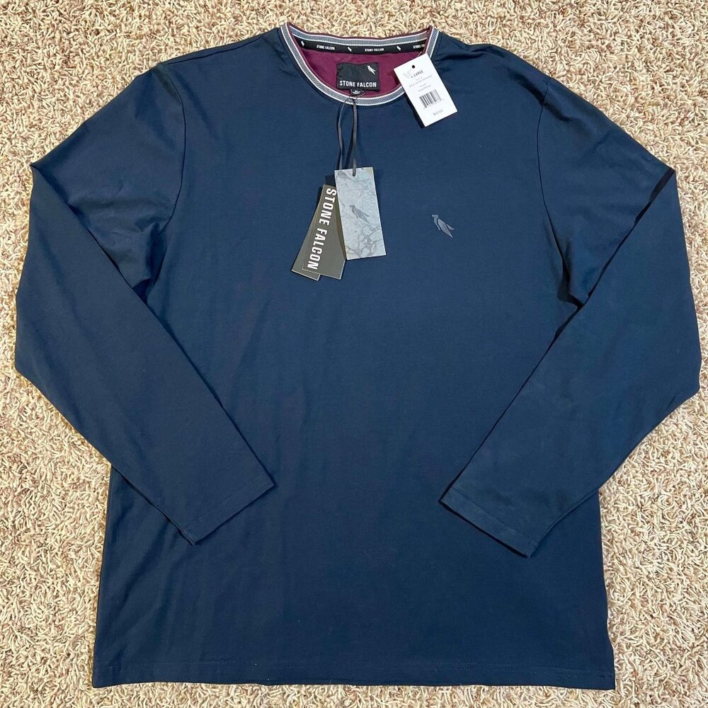Stone Falcon Men’s Long Sleeve T-Shirt Navy, Size XL (New)